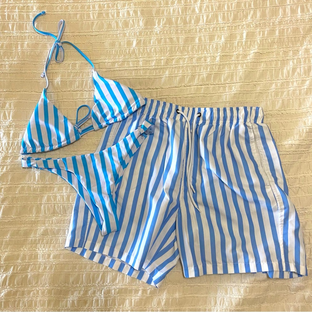 Stripped matching swimsuits